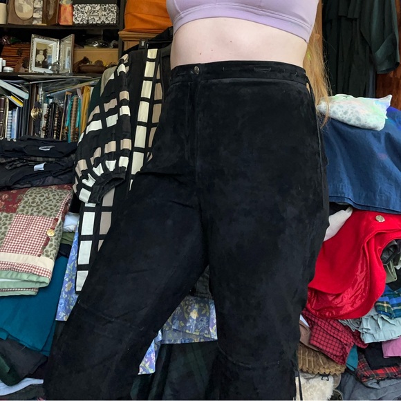 90s Lauren Ralph Lauren Leather Suede Lace-Up Pants - Picture 11 of 15